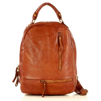 K29 Grand sac à dos cuir pour femme homme en noir brun. Sac à dos urbain unisex